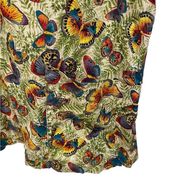 Cotton Club Retro Fun Multicolor Butterfly and Fern Short Sleeve Medical Scrubs - Picture 2 of 7